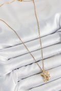 316L Çelik Zirkon Taşlı Sallantılı Yıldız Model Gold Renk Kadın Kolye - TJ-BKO10361