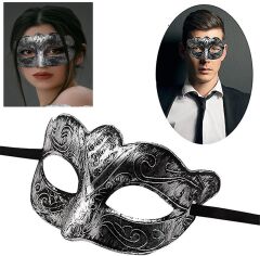 Maskeli Balo Antik Gri Gümüş Eskitilmiş Maske Balo Venedik (4944)