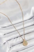 316L Çelik Zirkon Taşlı Madalyon Model Gold Renk Kadın Kolye - TJ-BKO10367