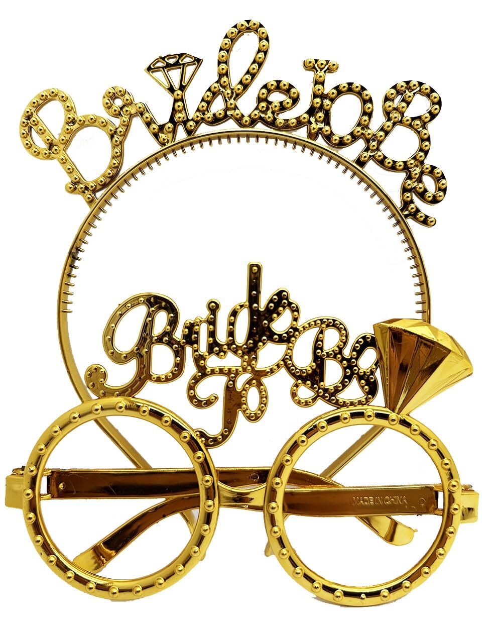 Bride To Be Yazılı Taç ve Bride To Be Yazılı Gözlük Seti Altın Renk (4944)