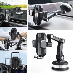 Jel Vantuzlu Cama Takılabilen Güçlü 360 Derece Dönebilen Ayarlanabilir Araç Içi Vantuzlu Telefon Tutucu (4944)