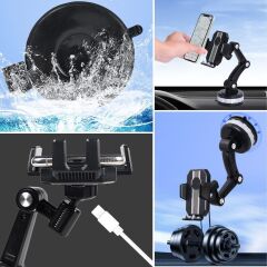 Jel Vantuzlu Cama Takılabilen Güçlü 360 Derece Dönebilen Ayarlanabilir Araç Içi Vantuzlu Telefon Tutucu (4944)