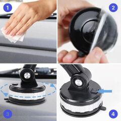 Jel Vantuzlu Cama Takılabilen Güçlü 360 Derece Dönebilen Ayarlanabilir Araç Içi Vantuzlu Telefon Tutucu (4944)