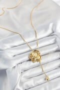 Pirinç Asansörlü Gül Model Gold Renk Kadın Kolye - TJ-BKO10372
