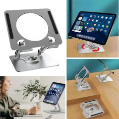 360 Derece Dönebilen Yükseltilmiş Masaüstü Ayarlanabilir  Metal Tablet Standı (4944)