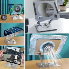 360 Derece Dönebilen Yükseltilmiş Masaüstü Ayarlanabilir  Metal Tablet Standı (4944)