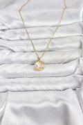 316L Çelik Zincir Gold Renk İstiridye İnci Model Zirkon Taşlı Kadın Kolye - TJ-BKO10850