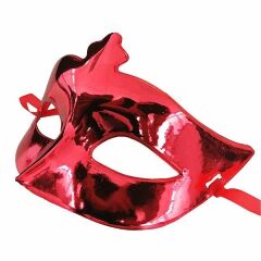 Kırmızı Renk Kostüm Partisi Ekstra Parlak Balo Maskesi 15x10 cm (4944)