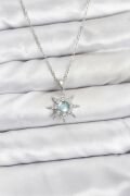 316L Çelik Zincir Gümüş Renk Kutup Yıldızı Model Zirkon Taşlı Kadın Kolye - TJ-BKO10860