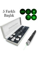 Yeşil Lazer Pointer 50 Mw 15 Km Etkili (5 Başlıklı) (4944)
