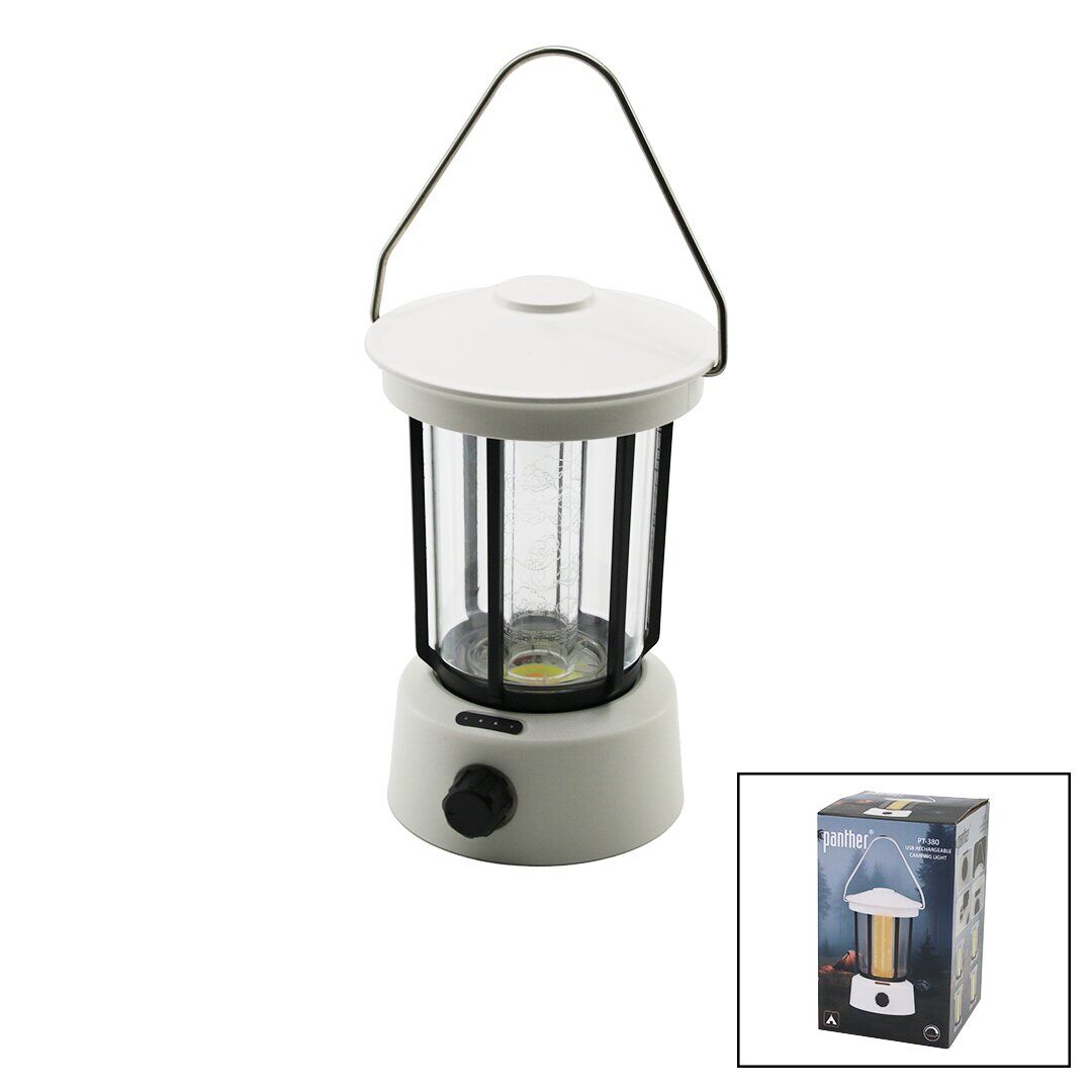 FANUS KAMP LAMBASI EL FENERİ USB ŞARJLI POWERBANK 5W COB LED 800LUMEN IŞIK AYARI GÜN IŞIK - BEYAZ PT-380 (4944)