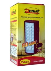 Telefon Şarj Edebilen Şarjlı Işıldak 24 LED USB 80 Saat Kesintisiz Işık (4944)