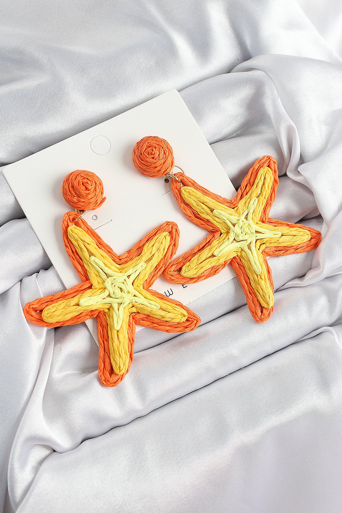 Pirinç Turuncu Deniz Yıldızı Model Gold Renk Kadın Hasır Küpe - TJ-BKP10898