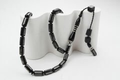 Oltu Taşı  Boru Kesim Kilim Desen İşlemeli Tespih