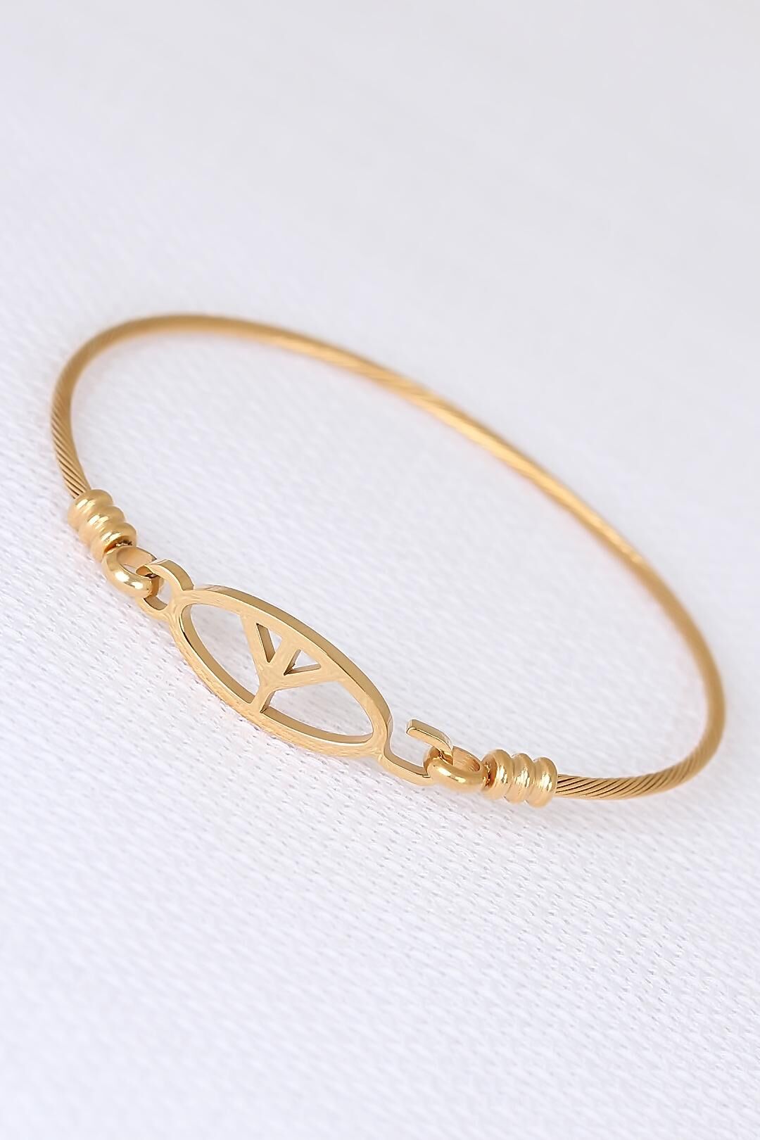 Gold Metal Çelik Figürlü Erkek Kelepçe Bileklik - TJ-EB1891