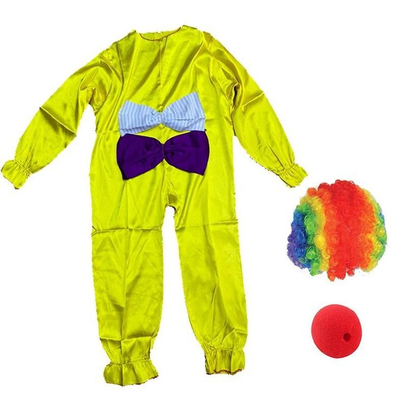 Çocuk Palyaço Kostümü Peruğu ve Burnu 8-9 Yaş Model 9