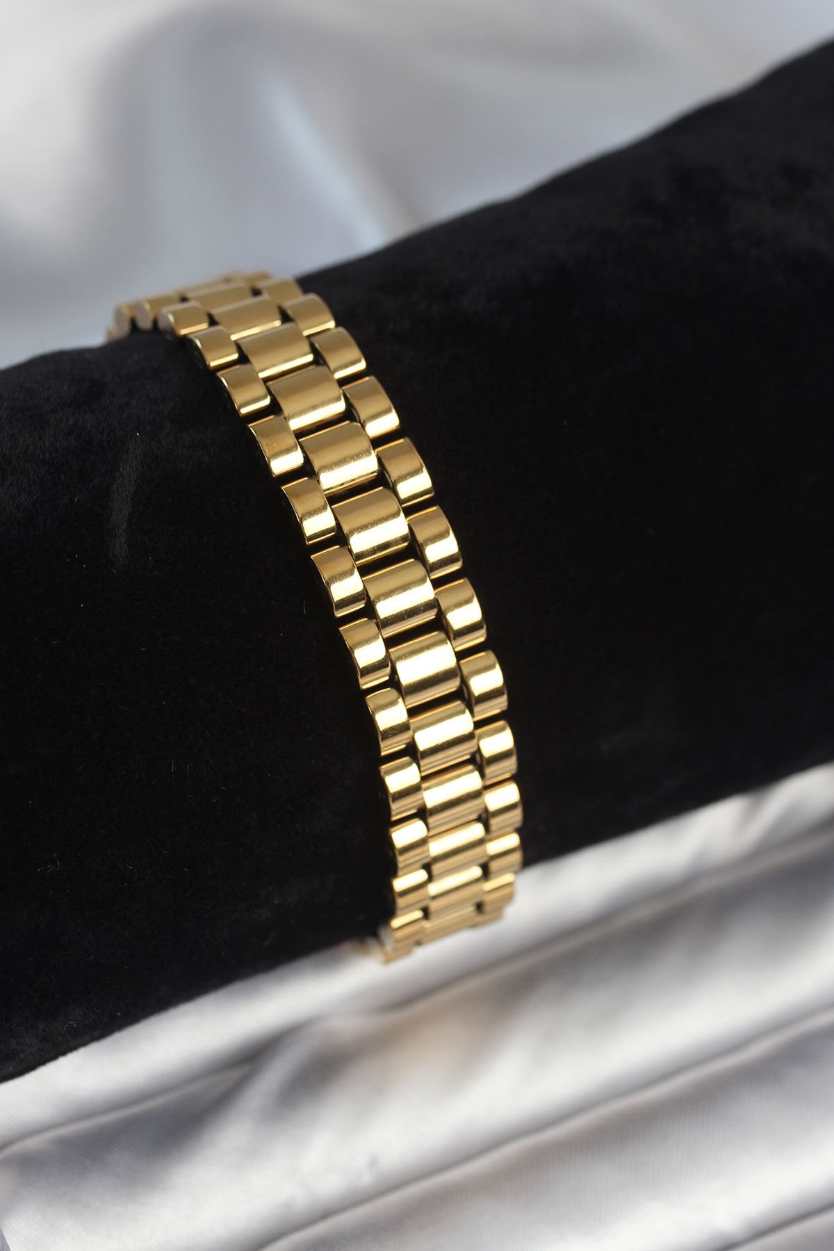 316L Çelik Gold Renk 12 mm Kalınlık Erkek Bileklik - TJ-EB3776