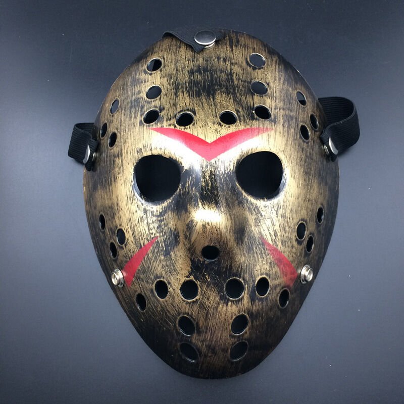 Bakır Renk Kırmızı Çizgili Tam Yüz Hokey Jason Maskesi Hannibal Maskesi (4944)