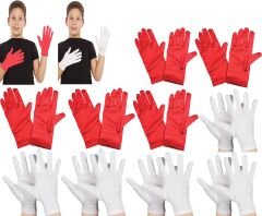 Çocuk Gösteri Eldiven Seti – 5 Çift Beyaz & 5 Çift Kırmızı