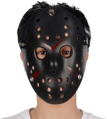 Siyah Renk Kırmızı Çizgili Tam Yüz Hokey Jason Maskesi Hannibal Maskesi (4944)