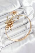 Pirinç Papatya Model Gold Renk Kadın Pazu Bileklik - TJ-BB7423