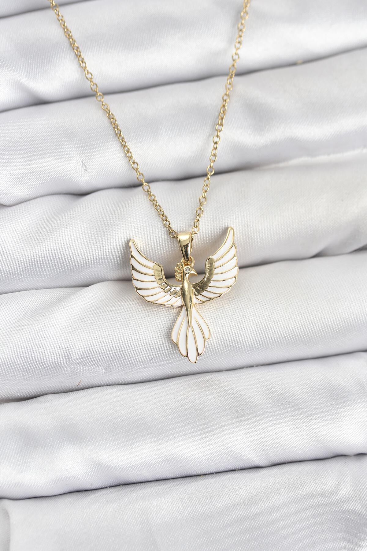 316L Çelik Zincir Gold Renk Anka Kuşu Model Kadın Kolye - TJ-BKO10879