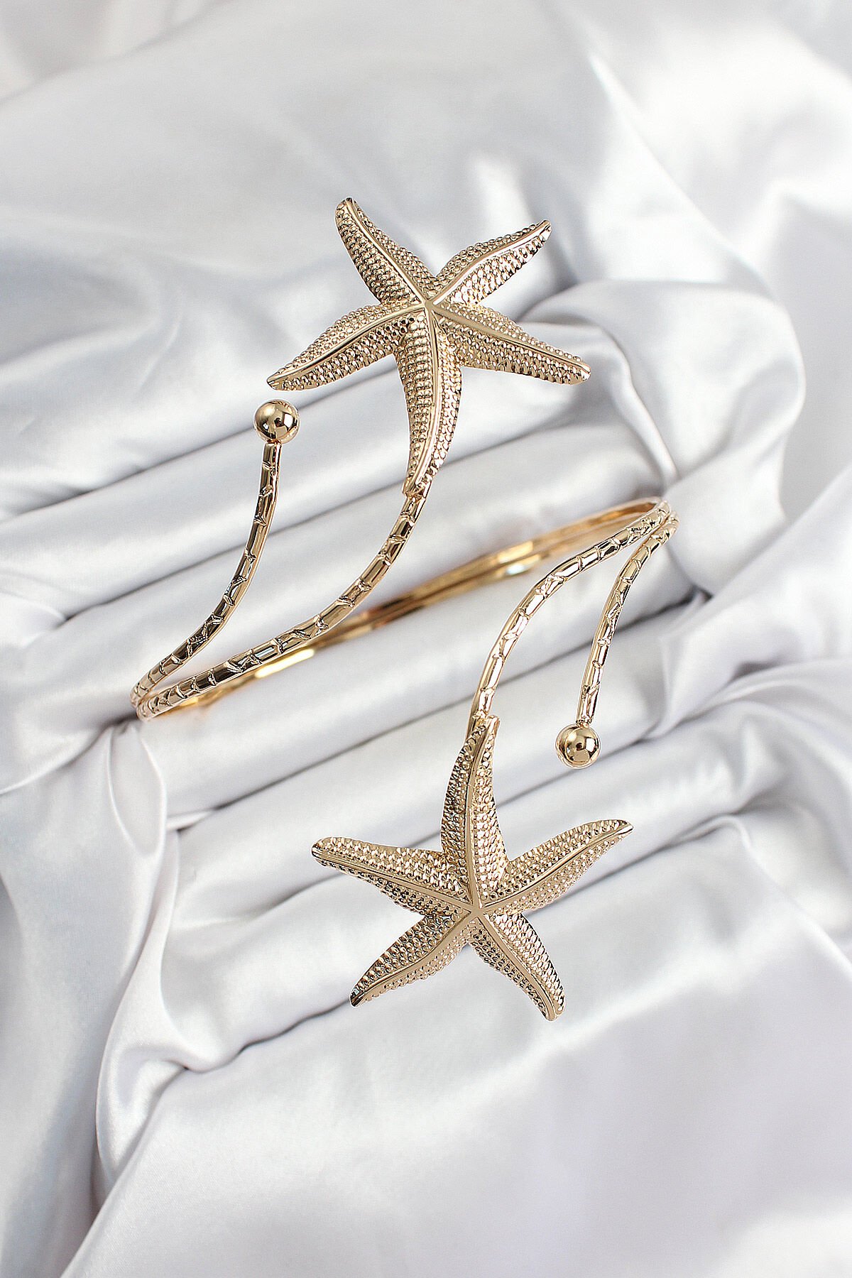 Pirinç Deniz Yıldızı Model Gold Renk Kadın Pazu Bileklik - TJ-BB7425