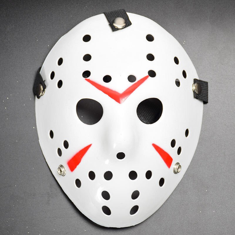 Beyaz Renk Kırmızı Çizgili Tam Yüz Hokey Jason Maskesi Hannibal Maskesi (4944)