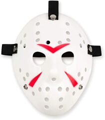 Beyaz Renk Kırmızı Çizgili Tam Yüz Hokey Jason Maskesi Hannibal Maskesi (4944)