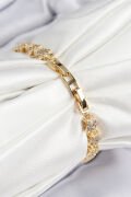 VIP Seri Pirinç Zirkon Taşlı Sıralı Yıldız Model Gold Renk Kadın Bileklik - TJ-BB7697