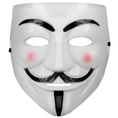 Beyaz Renk Pembe Yanaklı İthal V For Vendetta Maskesi (4944)
