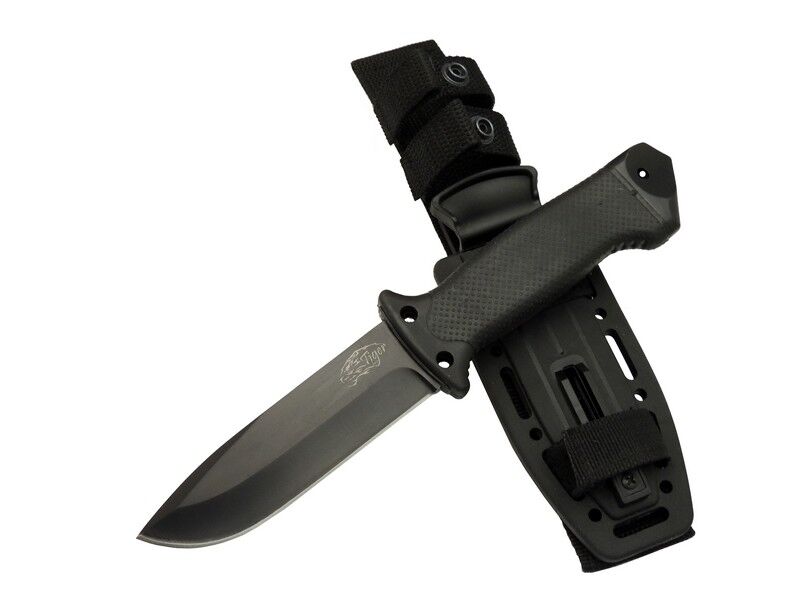 Tiger Tactical HTM 3321 A Siyah Outdoor / Survival Bıçak 27cm - Kauçuk Sap, Kılıflı, Kutulu