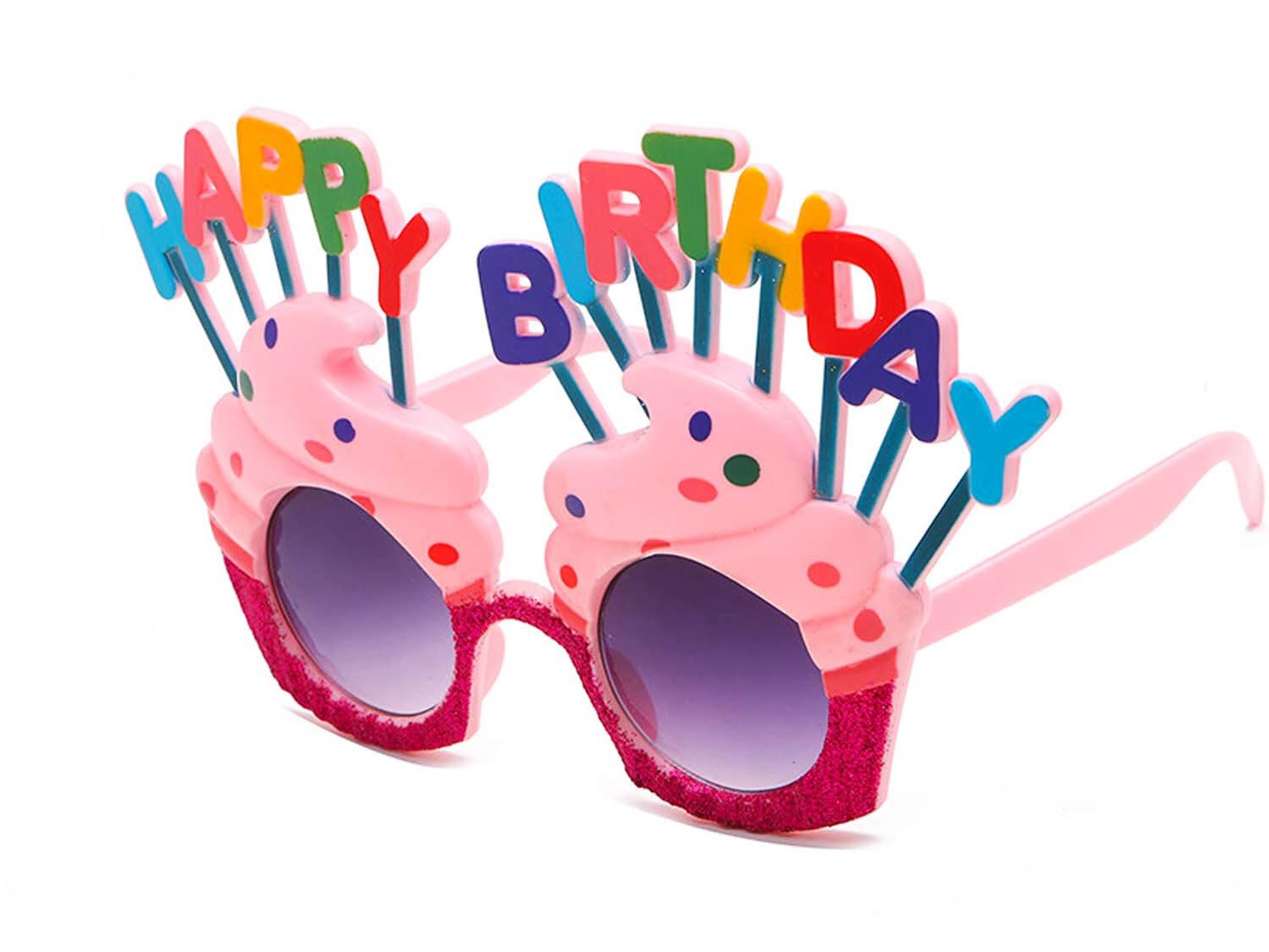 Happy Birthday Yazılı Pembe Fuşya Renk Parti Gözlüğü 12x7 cm (4944)