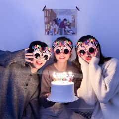 Happy Birthday Yazılı Pembe Fuşya Renk Parti Gözlüğü 12x7 cm (4944)
