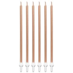 Soft Pembe Renk Uzun Pasta Parti Mumu 6 Adet 16 cm