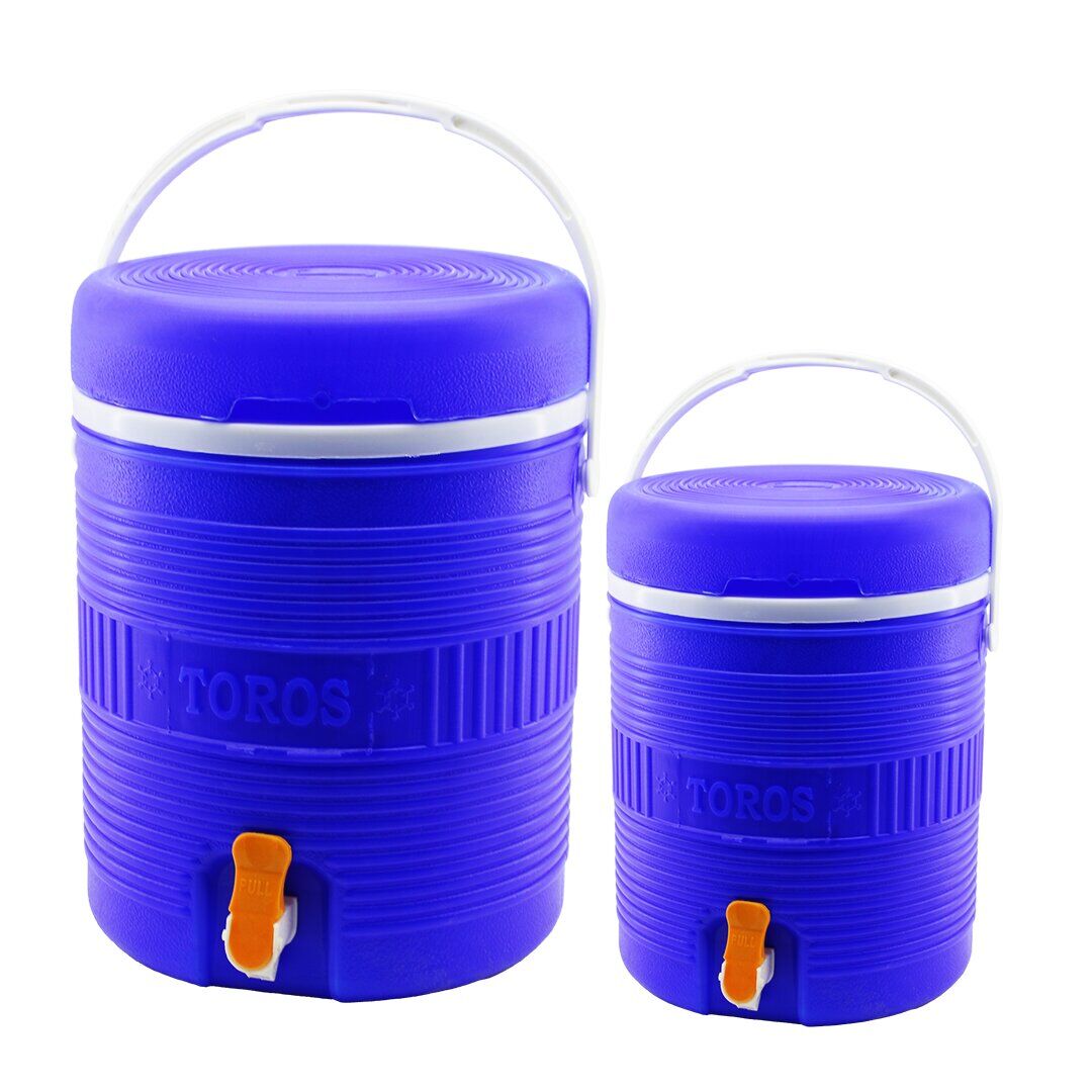 TOROS  2Lİ SET=14+6LT   YUVARLAK   TERMOS   MAVİ PLASTİK  MUSLUKLU - TAŞIMA KULPLU BRKT-501575 (4944)