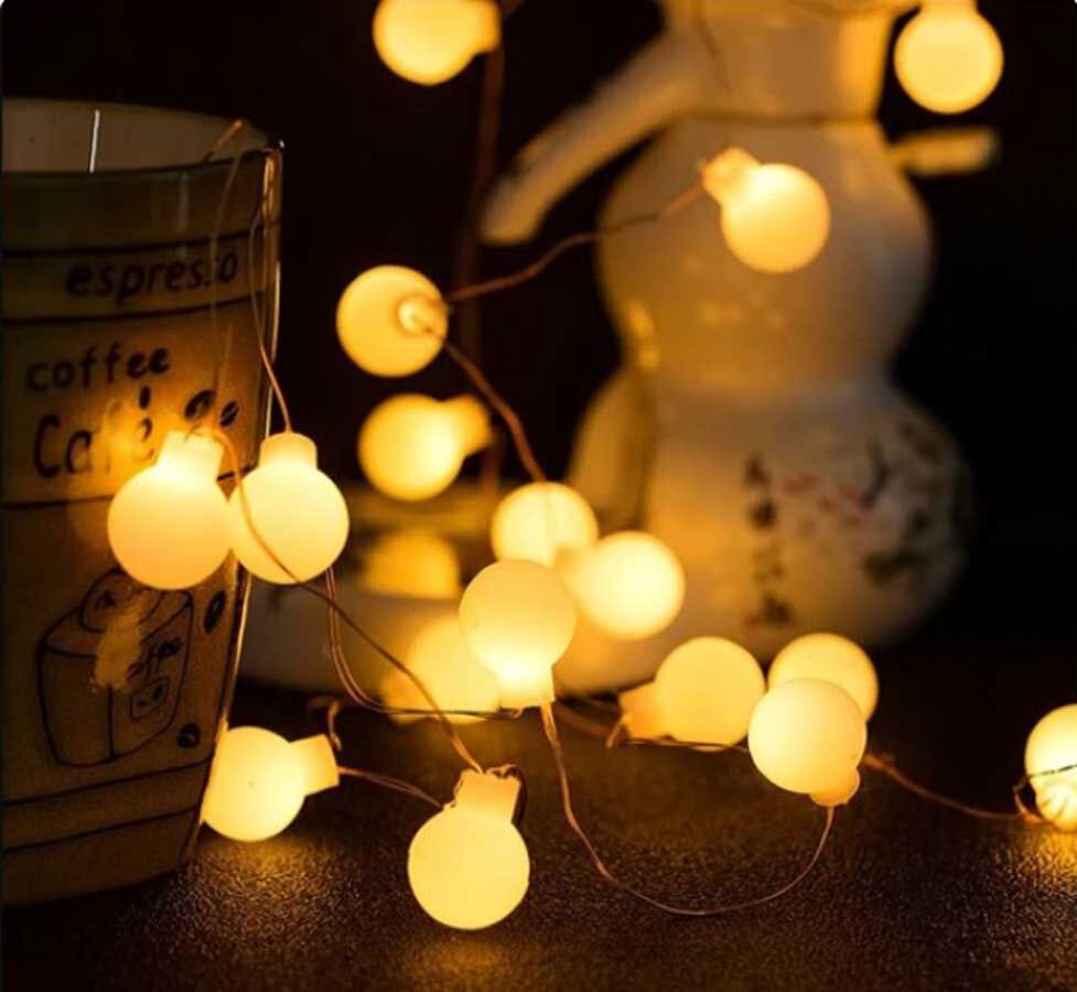 3 M 20 Led Beyaz Top Gün ışığı Pilli 2 Kademeli