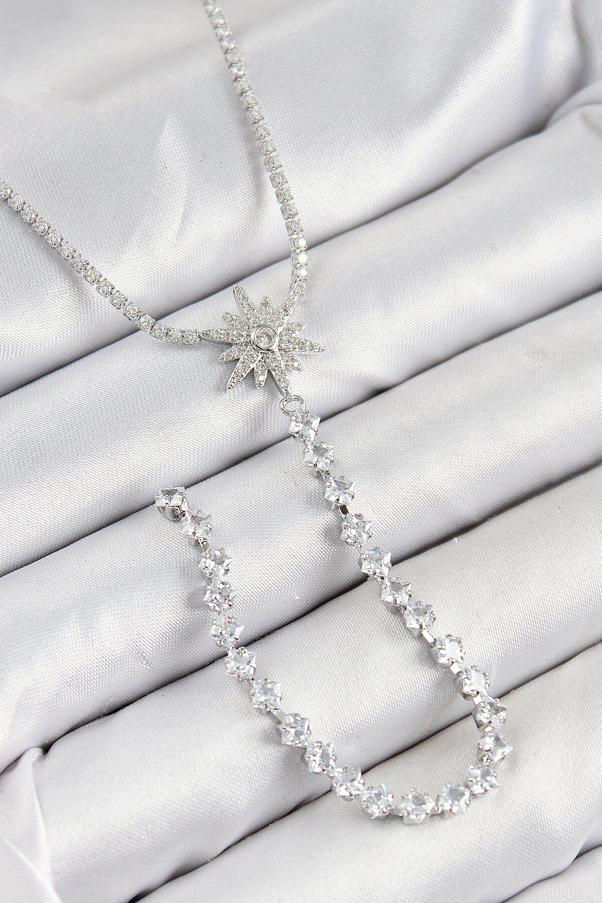 Pirinç Zirkon Taşlı Kutup Yıldızı Model Gold Renk Y Kolye - TJ-BKO10449