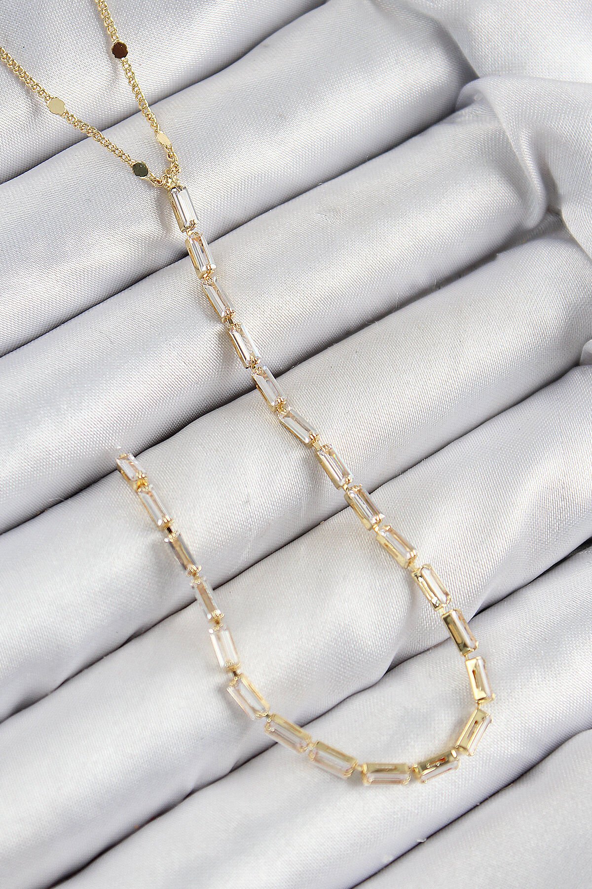 Pirinç Zirkon Taşlı Model Gold Renk Y Kolye - TJ-BKO10450