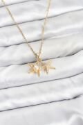 316L Çelik Zincir Gold Renk Deniz Yıldızı Model Zirkon Taşlı Kadın Kolye - TJ-BKO10907