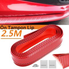 Kırmızı Renkli 2,5 Metre Araba Oto Ön Tampon Koruyucu Kauçuk Pratik Tampon Şerit Bant Döşeme Kiti (4944)