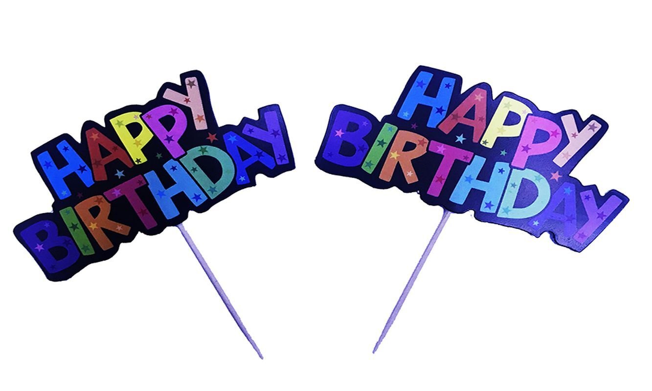 Rengarenk Harflerle Happy Birthday Yazılı Parti Kürdan Süsü 2 Adet