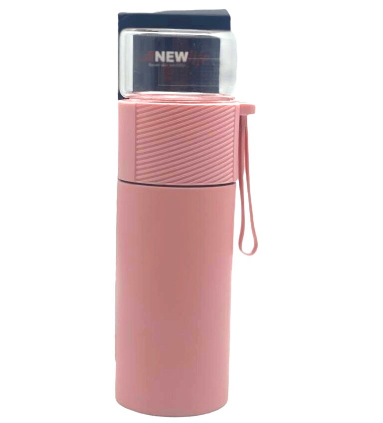 SÜZGEÇLİ CAM KAPAKLI ÇELİK BİTKİ ÇAY TERMOSU 380ML (4944)