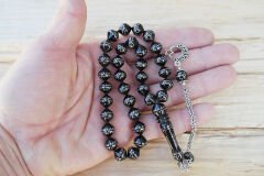 Oltu Taşı Şalgami Kesim Taç İşleme İşlemeli Tespih