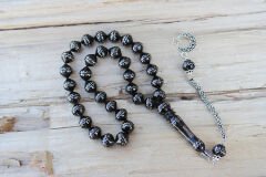 Oltu Taşı Şalgami Kesim Taç İşleme İşlemeli Tespih