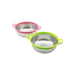21CM RENKLİ PLASTİK ÇERÇEVE - KULPLU ÇELİK SEPET METAL SÜZGEÇ (4944)