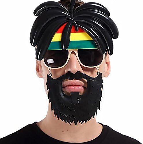 Rasta Peruklu Rasta Sakallı Bob Marley Bıyıklı Parti Gözlüğü 27x18 cm (4944)