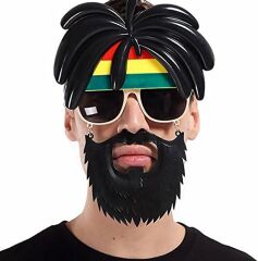 Rasta Peruklu Rasta Sakallı Bob Marley Bıyıklı Parti Gözlüğü 27x18 cm (4944)