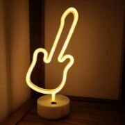Neon Gitar Masa Lambası Pil + USB