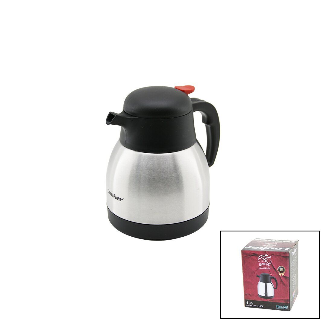 1LT  304 ÇELİK TERMOS INOX SERİSİ 12 SAAT SICAK - 24 SAAT SOĞUK ÇİFT CONTALI KAPAK CKR-2035 (4944)